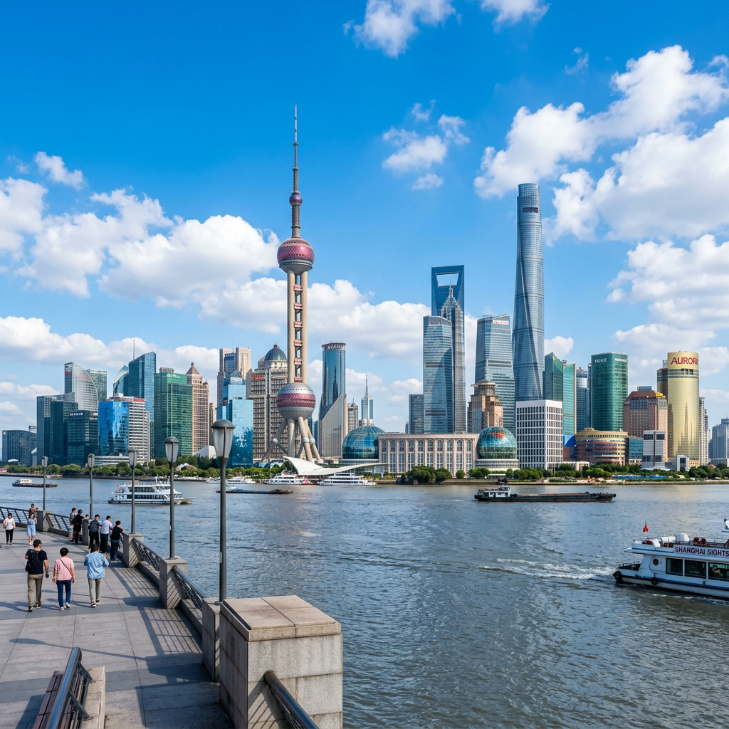 Shanghai Lujiazui financial district by day