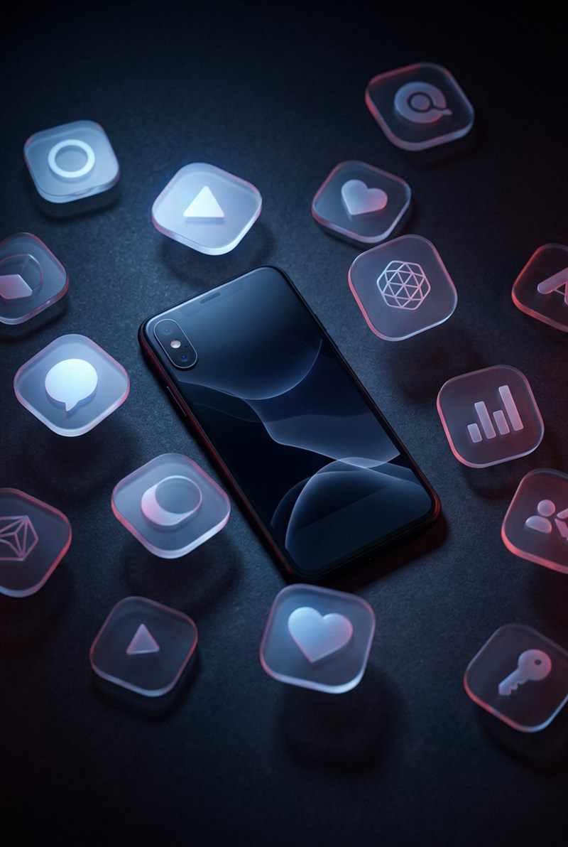 Chinese social platforms as abstract app tiles around a phone