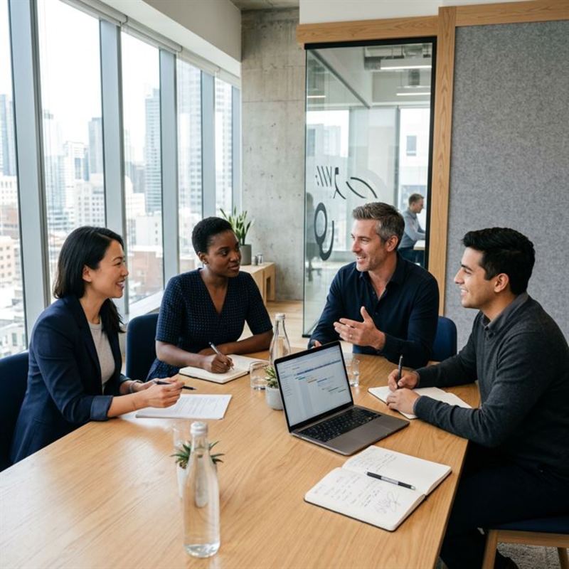 CNGateway team in a meeting room with a client