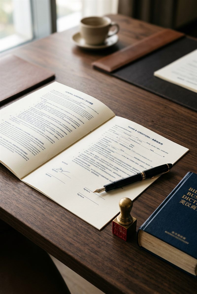 Bilingual documents, a fountain pen and a Chinese seal